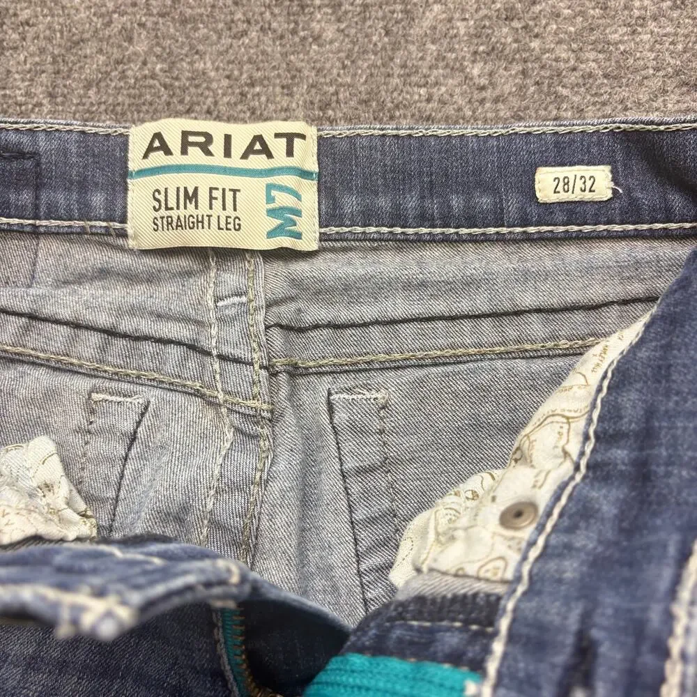 Ariat M7 Men's Slim Fit Straight Leg Medium Wash Blue Denim Jeans Size 28x30